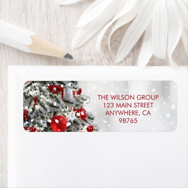 Elegant Christmas Tree Return Address Label (Insitu)