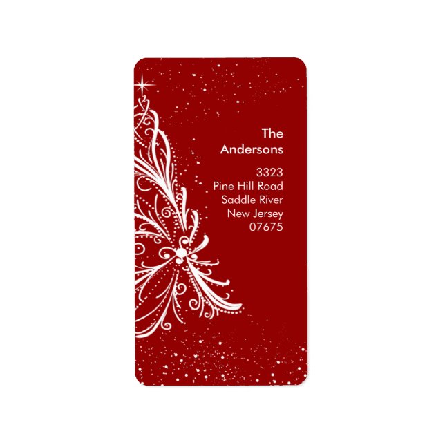 Elegant Christmas Tree Return Address Label (Front)