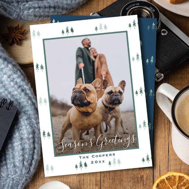 Elegant Christmas Tree Season’s Greetings Photo Holiday Card (Creator Uploaded)