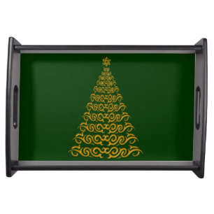 Elegant Christmas Tree Serving Tray
