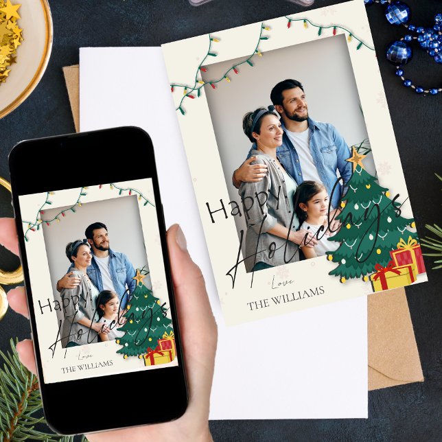 Elegant Christmas Tree Star Photo Happy Holidays Card (Elegant Christmas Tree Star Photo Happy Holidays Card)