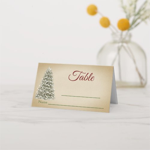 Elegant Christmas Tree Table Number  Name Wedding Place Card
