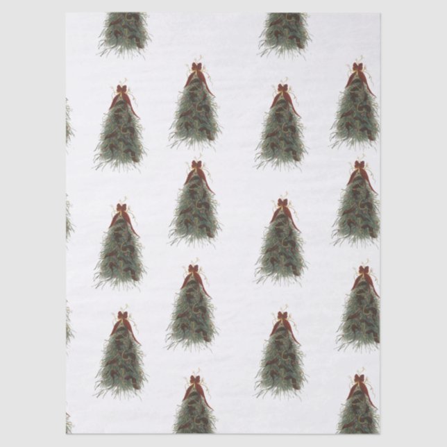 Elegant Christmas Tree Tissue Paper (Front)