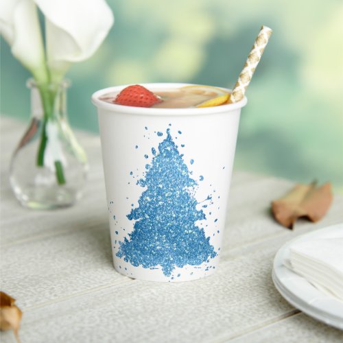 Elegant Christmas Tree  Turquoise Robin Egg Blue Paper Cups