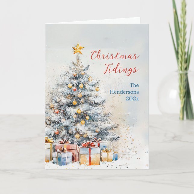 Elegant Christmas Tree Vintage  Card (Front)