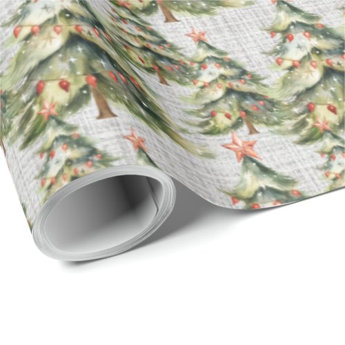 Elegant Christmas Tree Water Color Wrapping Paper