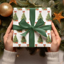 Elegant Christmas Tree with Red Bow & Presents -