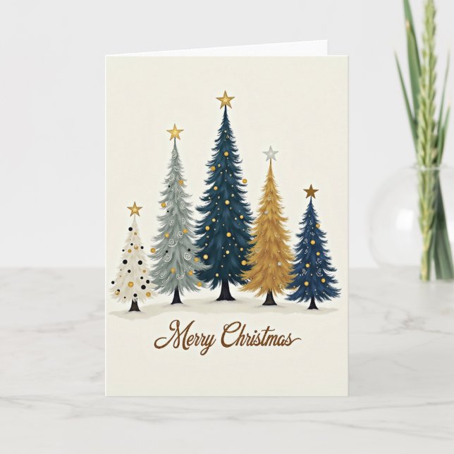 Elegant Christmas Trees Greeting Card (Front)