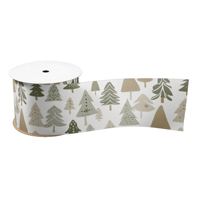 Elegant Christmas Trees  Pattern  Satin Ribbon (Spool)