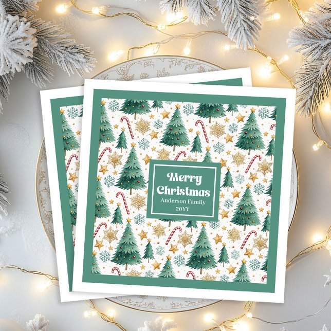 Elegant Christmas Trees Red Green Holiday Napkins (Elegant Christmas Trees Red Green Holiday Napkins)