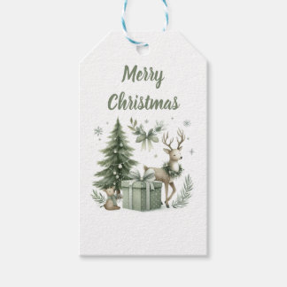 Elegant Christmas Trees & Reindeer Gift tag