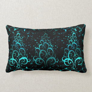 Elegant Christmas trees teal turquoise black Lumbar Pillow