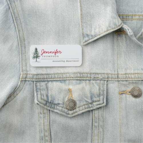 Elegant Christmas Trees Woods Holiday Party Name Tag