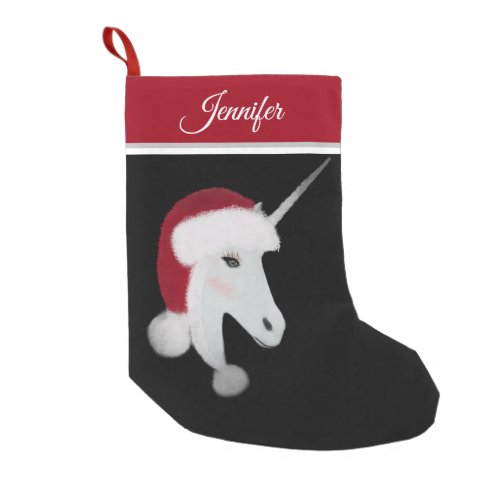 Elegant Christmas Unicorn Girls Personalized Small Christmas Stocking