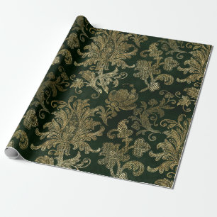 Elegant Christmas Velvet Floral Design with Gold Wrapping Paper