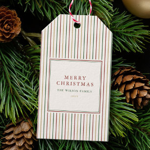 Elegant Christmas Vintage Stripes Gift Tags
