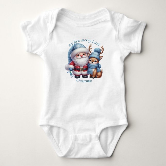 Elegant Christmas Watercolor Botanical Baby Bodysuit (Front)