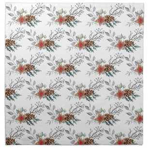 Elegant Christmas Watercolor Botanical Holiday Cloth Napkin