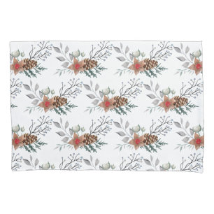 Elegant Christmas Watercolor Botanical Holiday Pillow Case