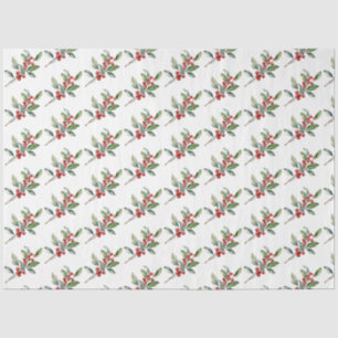 Elegant Christmas Watercolor Botanical Red Green Tissue Paper