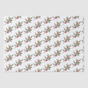 Elegant Christmas Watercolor Botanical Red Green Tissue Paper