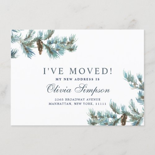 Elegant Christmas Watercolor Pinecones Moving Announcement