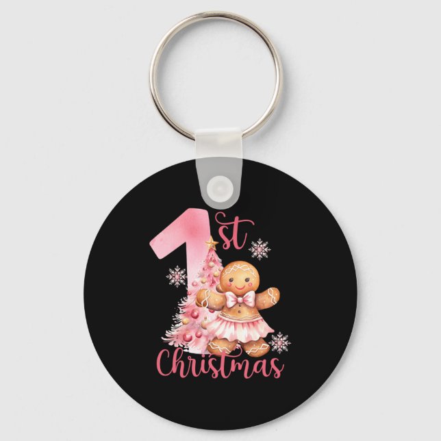 Elegant Christmas Watercolor Snow Toddler T Shirt  Keychain (Front)