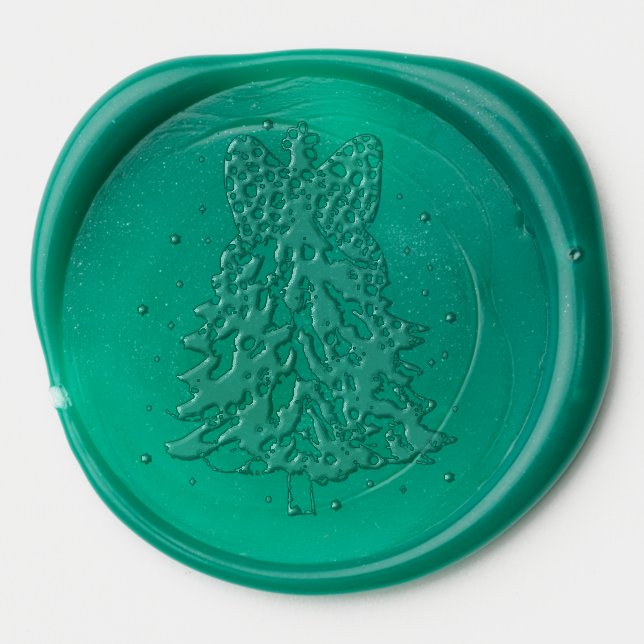 Elegant Christmas Wax Sticker with Tree & Coquette (Front)