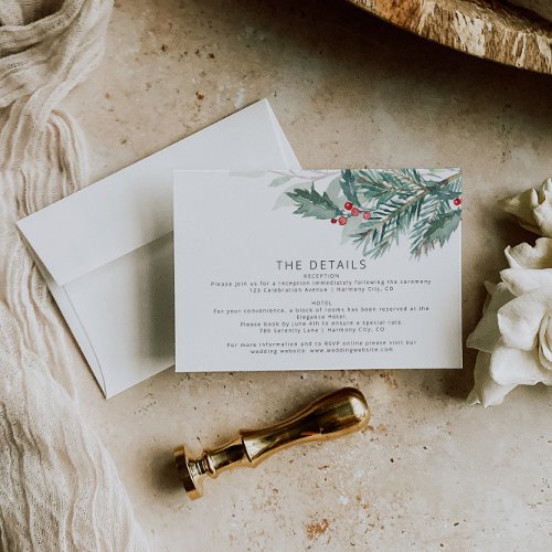 Elegant Christmas Wedding Details Card