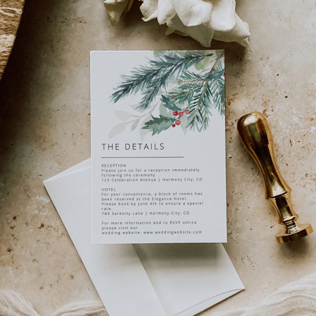 Elegant Christmas Wedding Details Card (Creator Uploaded)