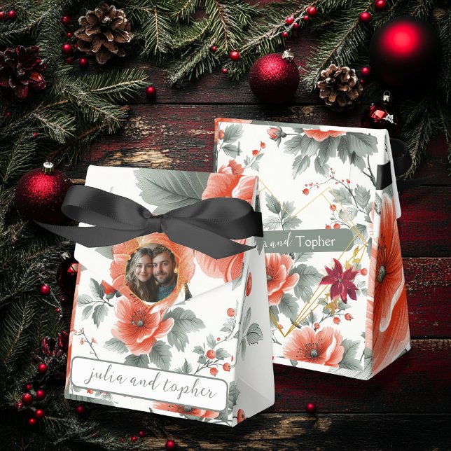 Elegant Christmas Wedding Floral with Romantic Pic Favor Boxes (Creator Uploaded)