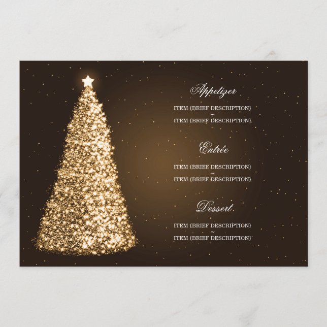 Elegant Christmas Wedding Menu Gold (Front)