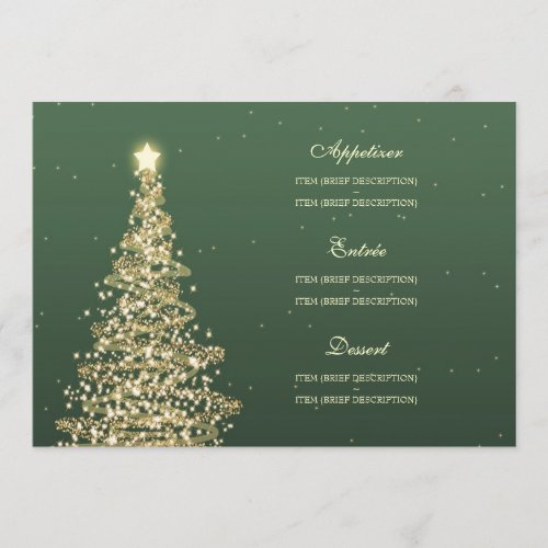 Elegant Christmas Wedding Menu Green Gold