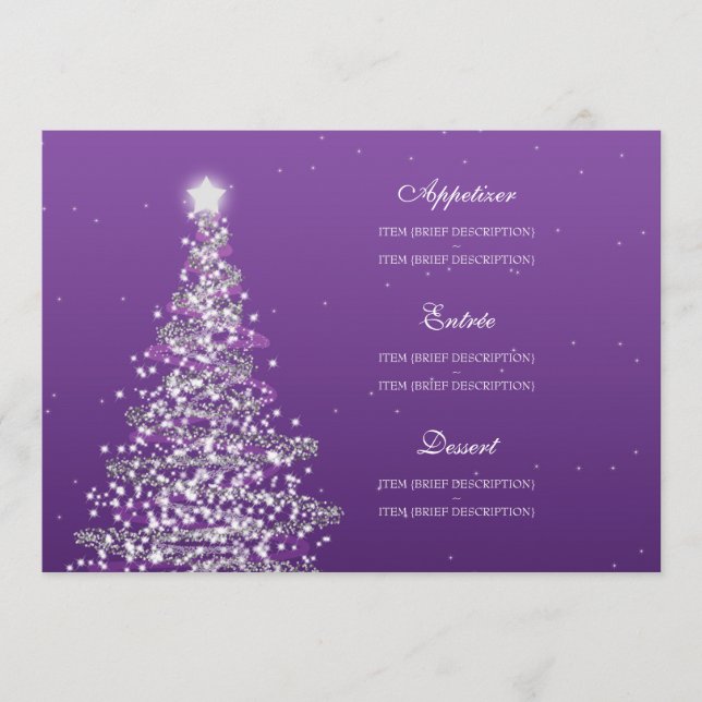Elegant Christmas Wedding Menu Purple (Front)