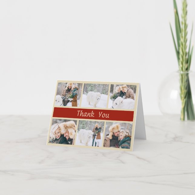 Elegant Christmas Wedding Photo Thank You Card (Front)