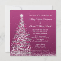 Elegant Christmas Wedding Pink Silver Invitation