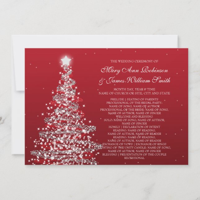 Elegant Christmas Wedding Red Silver Invitation (Front)