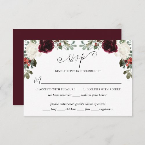 Elegant Christmas Wedding RSVP Card