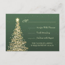 Elegant Christmas Wedding RSVP Gold Green