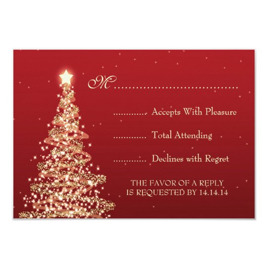 Elegant Christmas Wedding RSVP Red Card | Zazzle.com