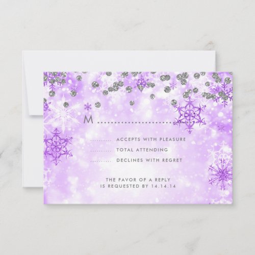 Elegant Christmas Wedding RSVP Silver Purple