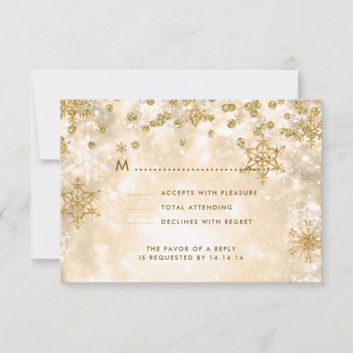 Elegant Christmas Wedding RSVP Sparkle Gold