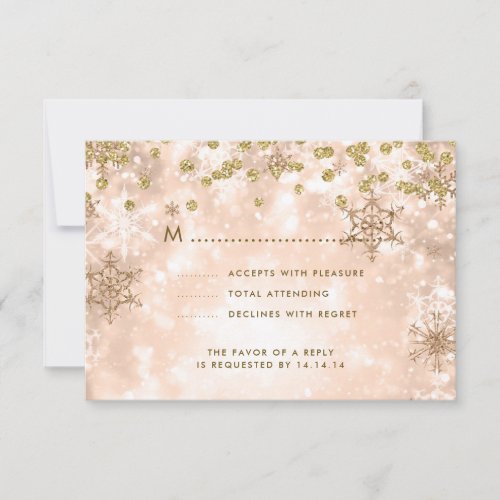 Elegant Christmas Wedding RSVP Sparkle Rose Gold