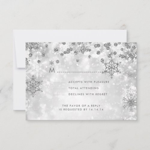 Elegant Christmas Wedding RSVP Sparkle Silver