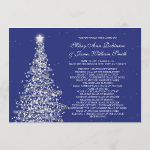 Elegant Christmas Wedding Silver Navy Program