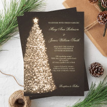 Elegant Christmas Wedding Sparkle Gold Invitation