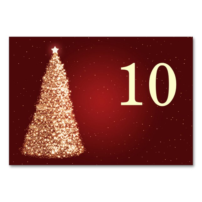 Elegant Christmas Wedding Table Number Gold (Front)