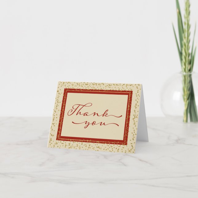 Elegant Christmas Wedding Thank You. You Card (Front)