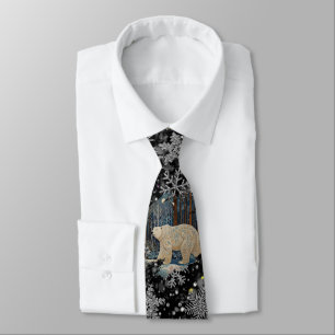 Elegant Christmas white polar bear snowflakes Neck Tie