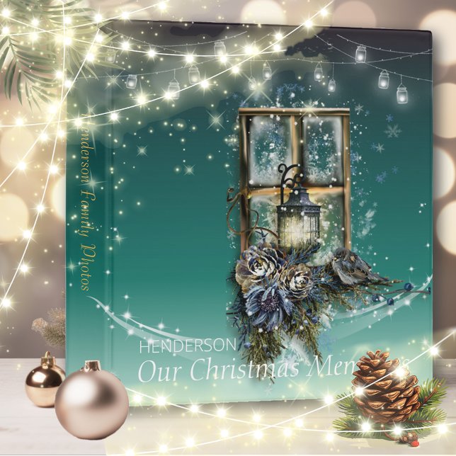 Elegant Christmas Window Holiday Photo 3 Ring Binder (Creator Uploaded)